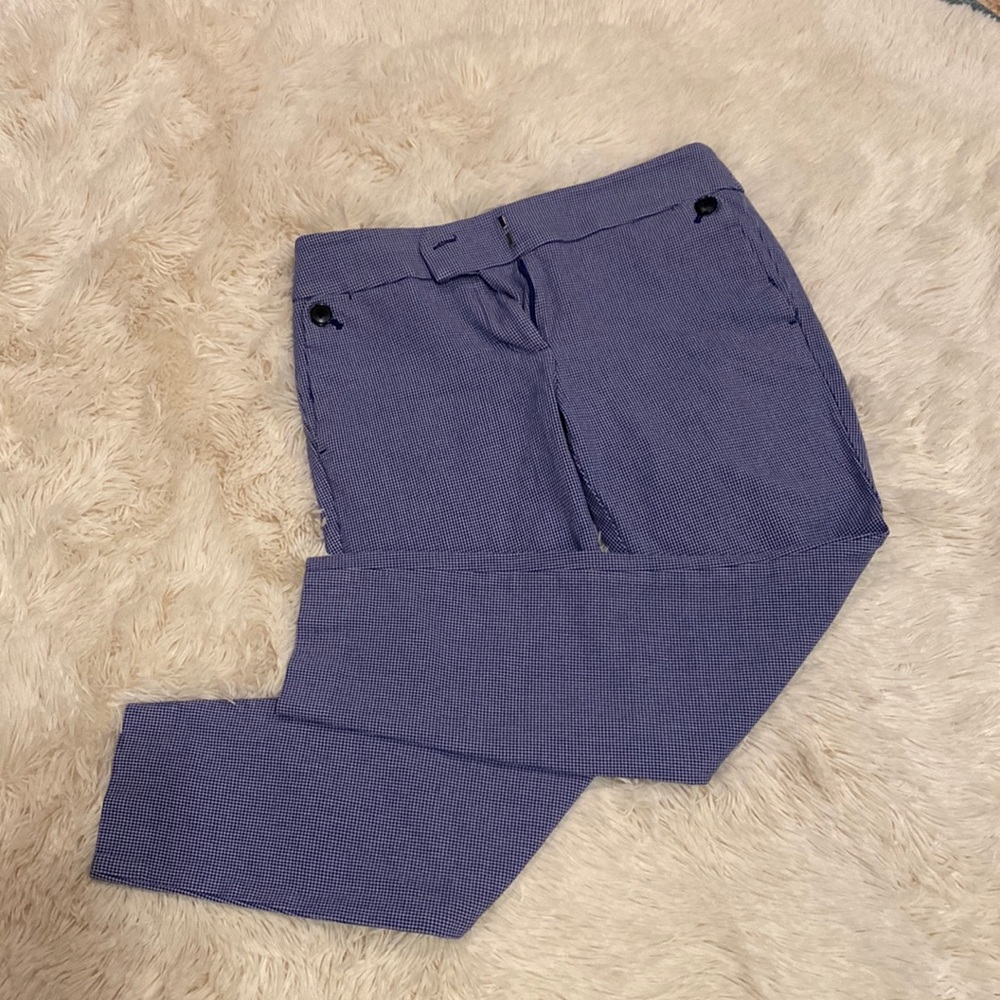 Loft skinny pants, two tone, blue houndstooth print.